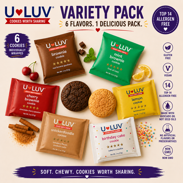 LUV Variety Cookie 6-Pack | One of Each Flavor | Soft & Chewy | Gluten Free | Made with Avocado Oil | Allergen Friendly